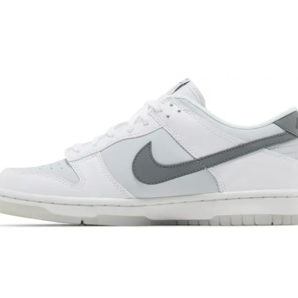 Nike White and Gray Dunk Low Sneakers